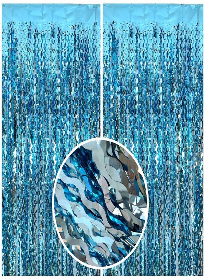 AMONE Blue Streamers Party Decorations, Pale-Blue Fringe Backdrop, Light-Blue Birthday Decoration, Frozen Birthday Favor, Ocean Parties Decor, Under The Sea Party Decor, Pool Beach Backdrop Decorations - Image 1